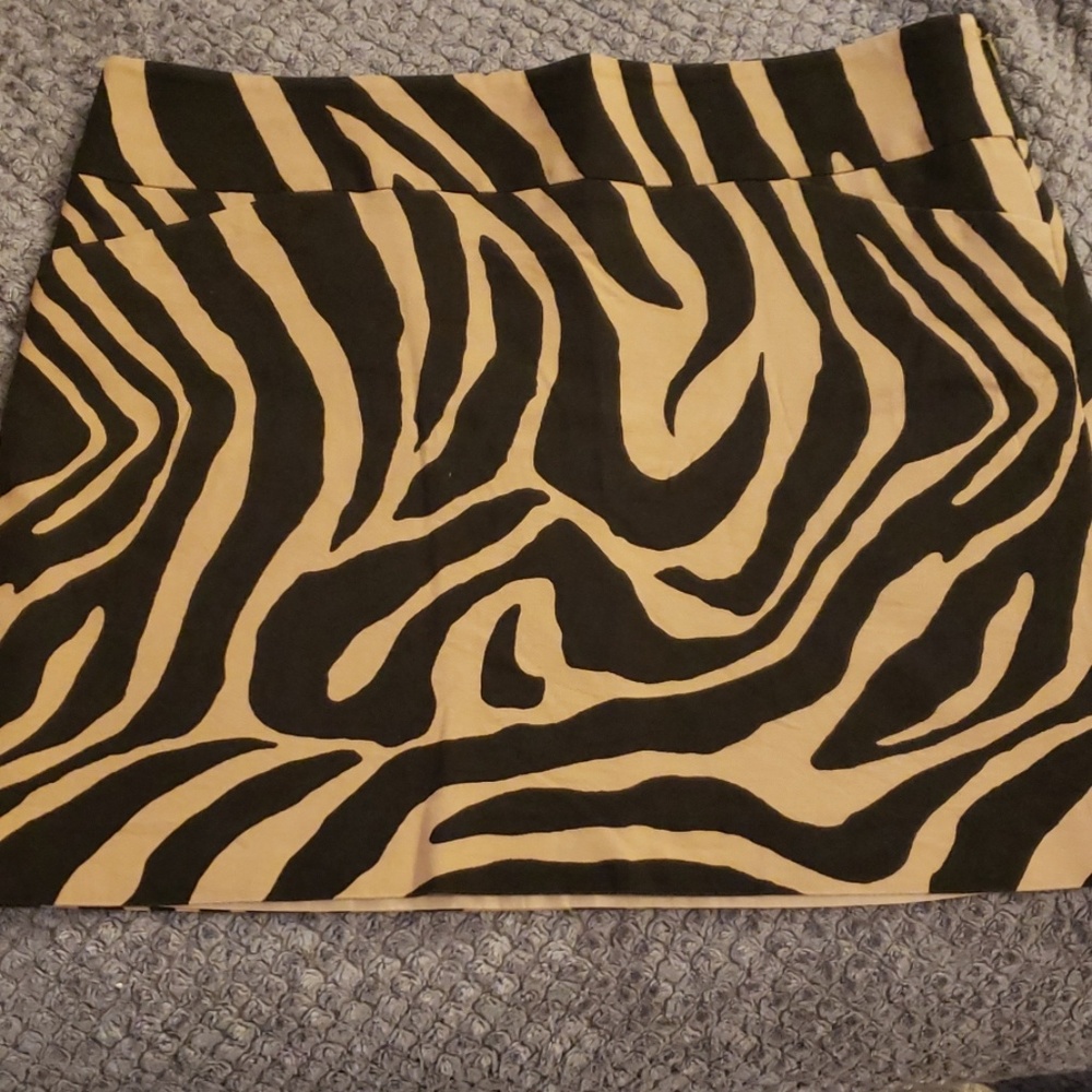 Loft brown and black zebra print skirt